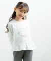 子供服 女の子 綿100％ロゴ＆お花プリントTシャツ オフホワイト(11) モデル画像3