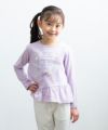 子供服 女の子 綿100％ロゴ＆お花プリントTシャツ パープル(91) モデル画像3