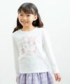 子供服 女の子 綿100％白鳥スワンプリントTシャツ オフホワイト(11) モデル画像アップ