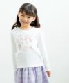 子供服 女の子 綿100％白鳥スワンプリントTシャツ オフホワイト(11) モデル画像全身