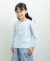 子供服 女の子 綿100％白鳥スワンプリントTシャツ ブルー(61) モデル画像全身