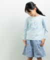 子供服 女の子 綿100％白鳥スワンプリントTシャツ ブルー(61) モデル画像1
