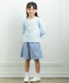 子供服 女の子 綿100％白鳥スワンプリントTシャツ ブルー(61) モデル画像2