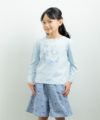 子供服 女の子 綿100％白鳥スワンプリントTシャツ ブルー(61) モデル画像3