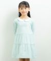 ベビー服 女の子 綿100％襟付きワンピース グリーン(08) モデル画像全身