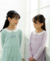 ベビー服 女の子 綿100％襟付きワンピース グリーン(08) モデル画像3