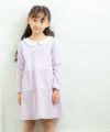 ベビー服 女の子 綿100％襟付きワンピース パープル(91) モデル画像アップ