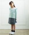 子供服 女の子 チェック柄スカート風キュロットパンツ ネイビー(06) モデル画像1