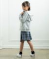 子供服 女の子 チェック柄スカート風キュロットパンツ ネイビー(06) モデル画像3