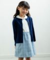 子供服 女の子 チェック柄スカート風キュロットパンツ ブルー(61) モデル画像全身