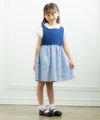 子供服 女の子 花柄＆ストライプ柄ワンピース ネイビー(06) モデル画像1