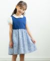 子供服 女の子 花柄＆ストライプ柄ワンピース ネイビー(06) モデル画像2