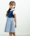 子供服 女の子 花柄＆ストライプ柄ワンピース ネイビー(06) モデル画像3