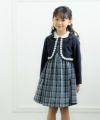 子供服 女の子 チェック柄ギャザーワンピース ネイビー(06) モデル画像3