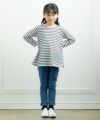 ベビー服 女の子 音符刺繍デニムニット9分丈パンツ ブルー(61) モデル画像アップ