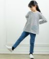 ベビー服 女の子 音符刺繍デニムニット9分丈パンツ ブルー(61) モデル画像1