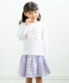 子供服 女の子 チェック柄ギャザースカート パープル(91) モデル画像3