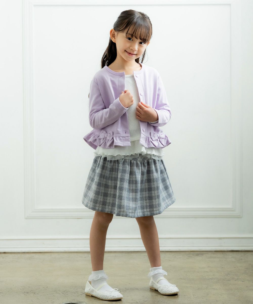 子供服 女の子 チェック柄ギャザースカート 杢ｸﾞﾚｰ(92) モデル画像4