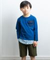 子供服 男の子 チェック柄重ね着風Tシャツ ネイビー(06) モデル画像2