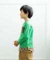 子供服 男の子 チェック柄重ね着風Tシャツ グリーン(08) モデル画像3