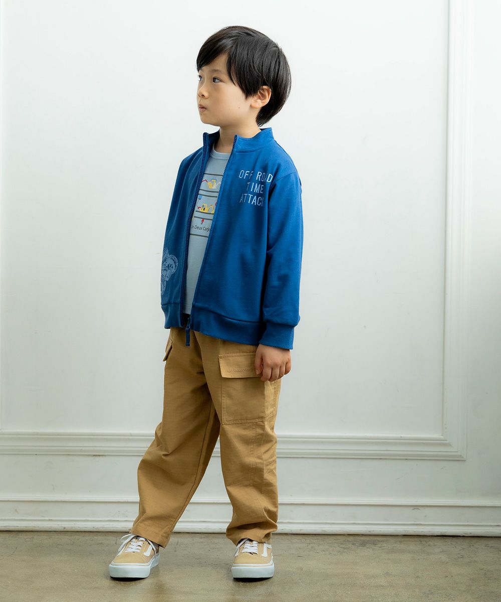 ベビー服 男の子 乗り物プリントミニ裏毛ジャケット ネイビー(06) モデル画像2