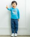 ベビー服 男の子 デニムニットストレッチ10分丈パンツ ブルー(61) モデル画像全身