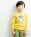 ベビー服 男の子 綿100％乗り物シリーズ電車プリントTシャツ イエロー(04) モデル画像全身