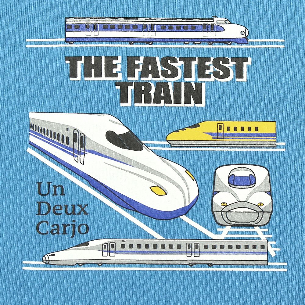ベビー服 男の子 綿100％乗り物シリーズ電車プリントTシャツ ブルー(61) デザインポイント1