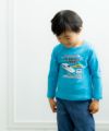 ベビー服 男の子 綿100％乗り物シリーズ電車プリントTシャツ ブルー(61) モデル画像全身