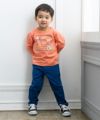 ベビー服 男の子 ショベルカー刺繍＆プリントTシャツ オレンジ(07) モデル画像全身