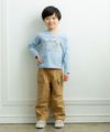 ベビー服 男の子 ショベルカー刺繍＆プリントTシャツ ブルー(61) モデル画像アップ