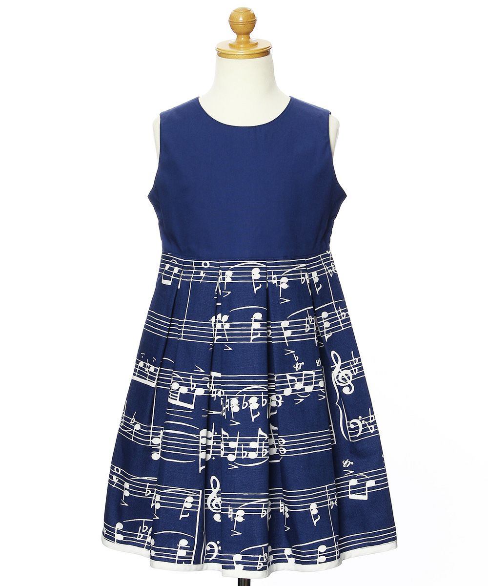子供服 女の子 日本製音符ワンピース ブルー(61) トルソー正面