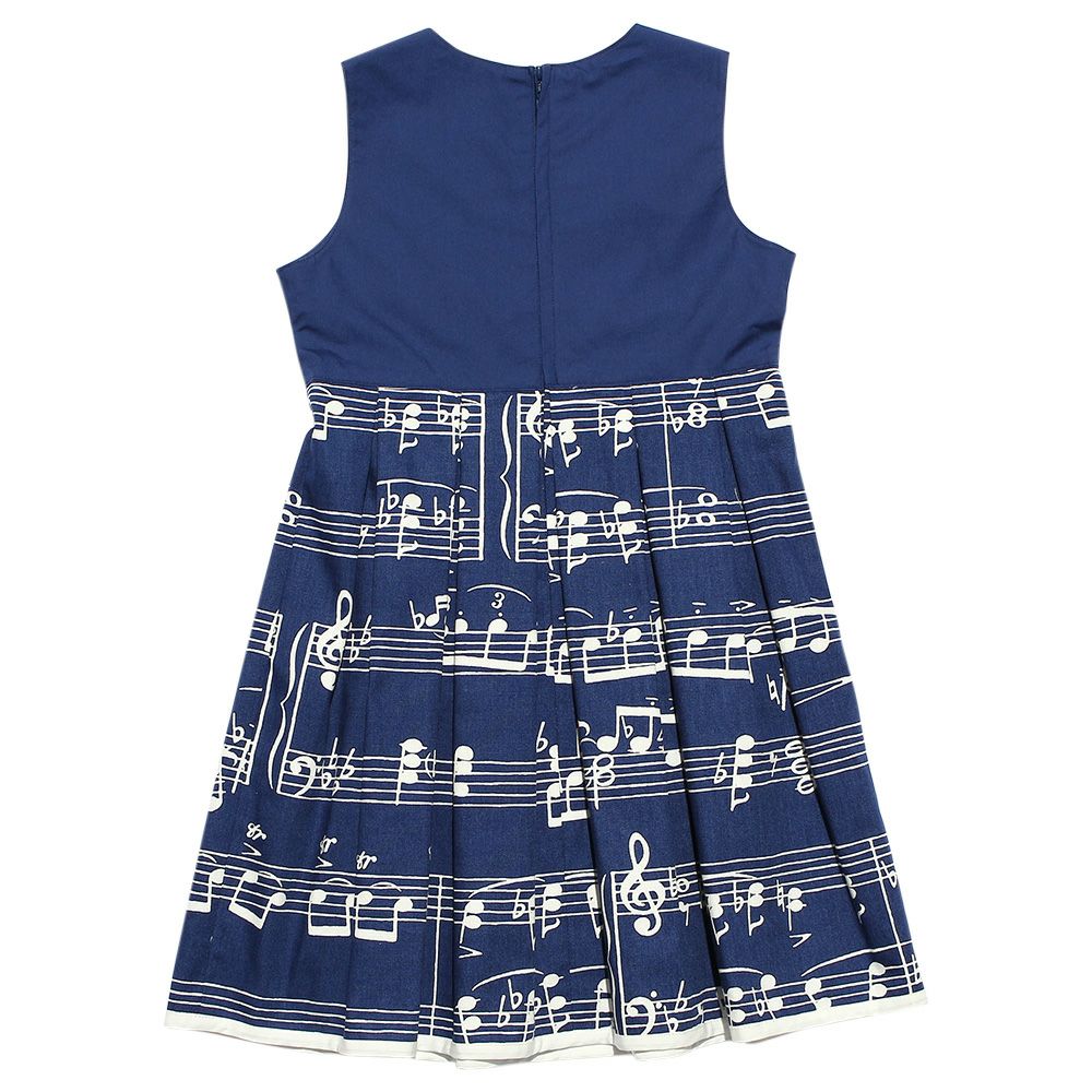 子供服 女の子 日本製音符ワンピース ブルー(61) 背面