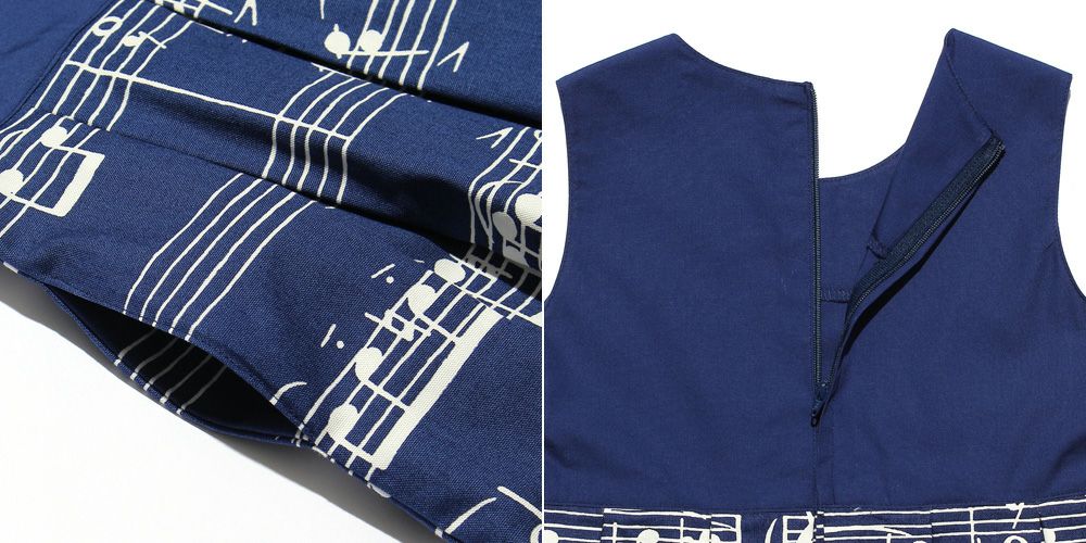 子供服 女の子 日本製音符ワンピース ブルー(61) デザインポイント2