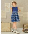 子供服 女の子 日本製音符ワンピース ブルー(61) モデル画像1