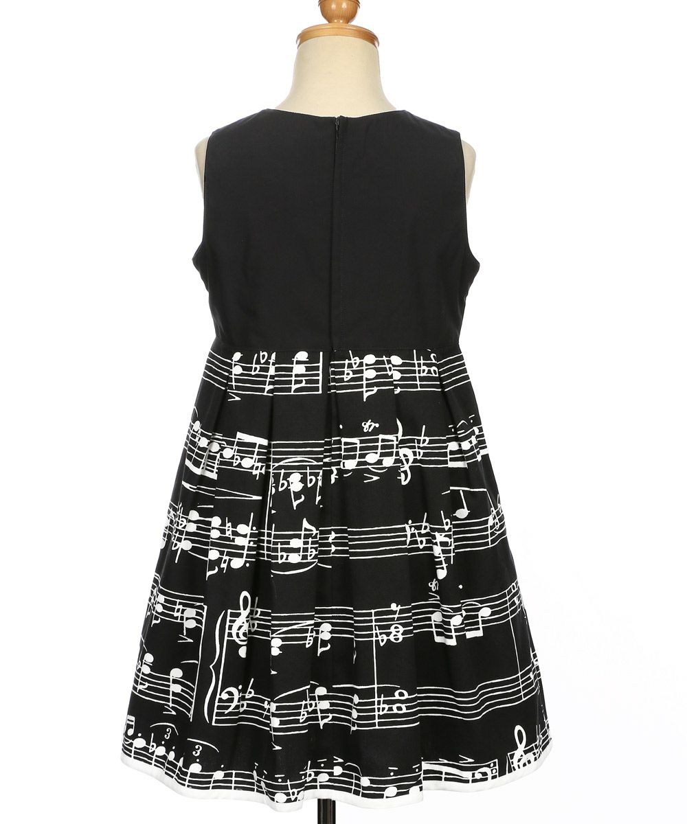 子供服 女の子 日本製音符ワンピースブラック(00) トルソー背面