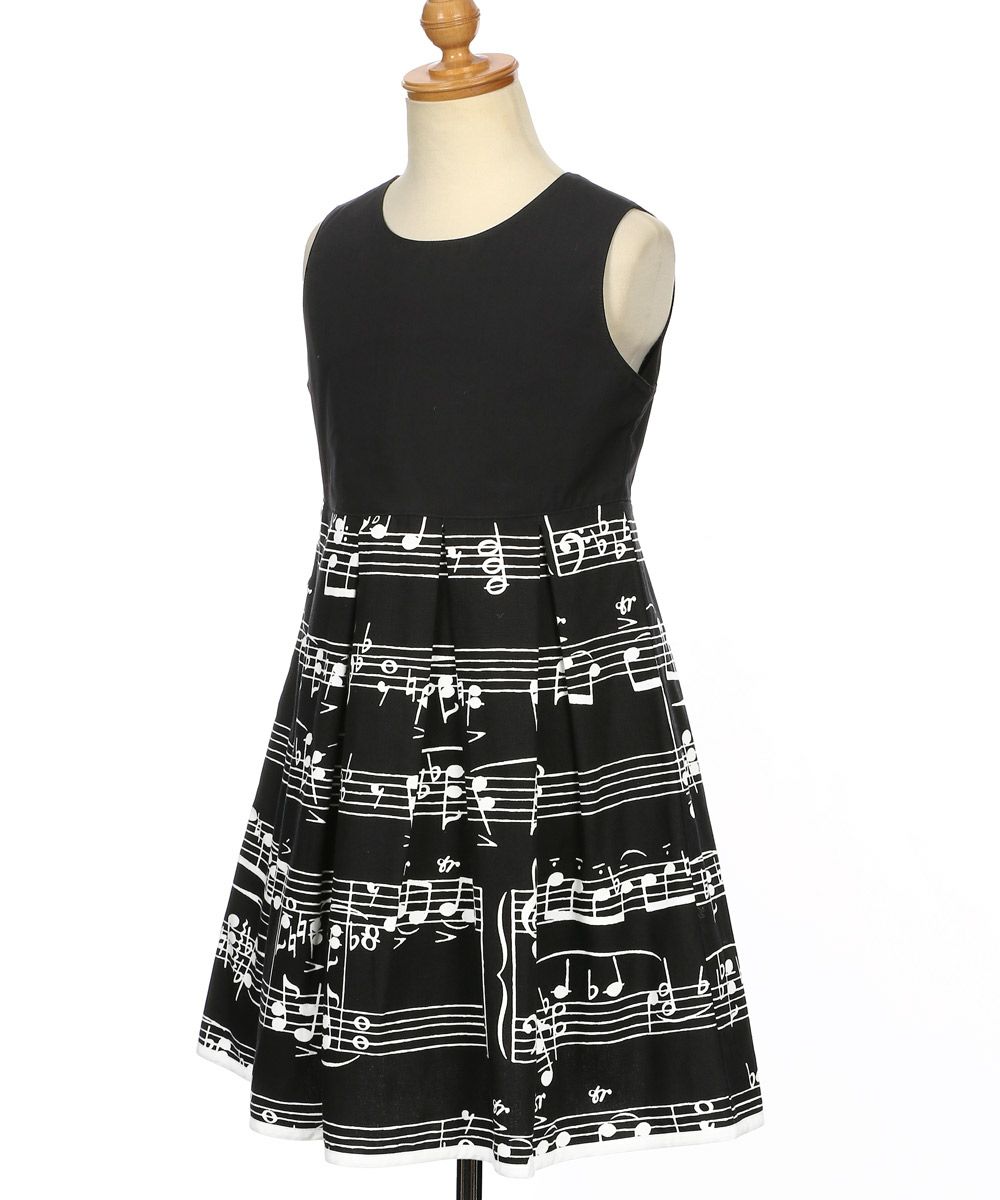 子供服 女の子 日本製音符ワンピース ブラック(00) トルソー斜め