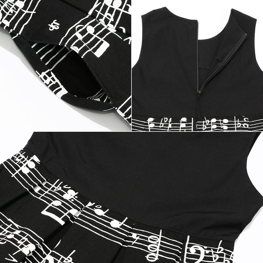 子供服 女の子 日本製音符ワンピース ブラック(00) デザインポイント2