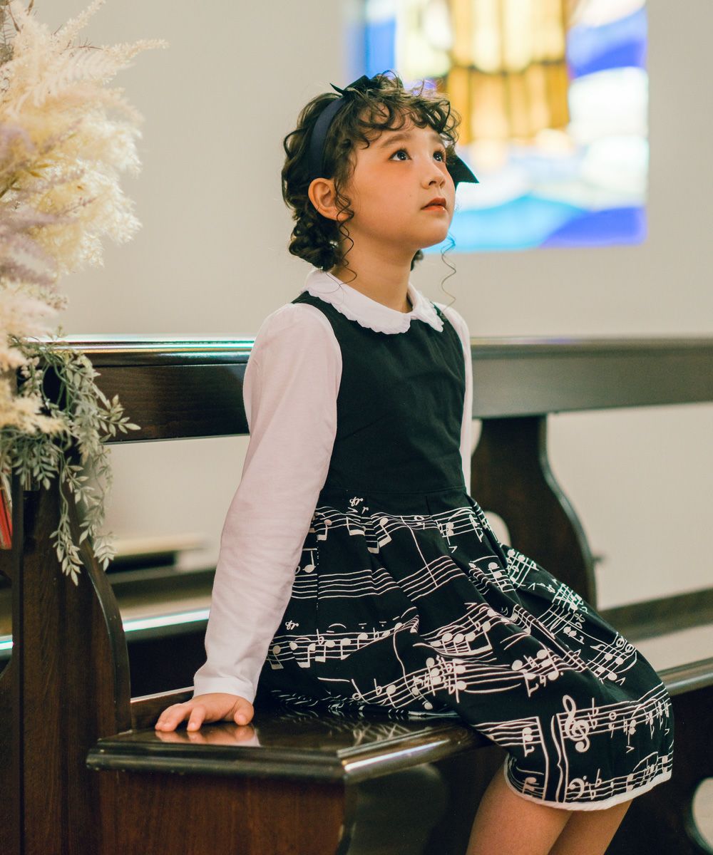 子供服 女の子 日本製音符ワンピース ブラック(00) 