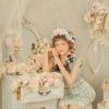 子供服 女の子 日本製花柄＆リボンワンピース グリーン(08) モデル画像1