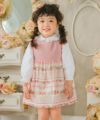 ベビー服 女の子 日本製花柄＆リボンプリントワンピース ピンク(02) モデル画像全身