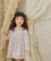 ベビー服 女の子 ベビーサイズ花柄重ね着風ドッキングワンピース ピンク(02) モデル画像アップ