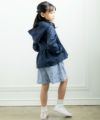 ベビー服 女の子 リボンフリルつきフード取り外し丸襟ジップアップパーカー ネイビー(06) モデル画像4