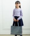 子供服 女の子 お花刺繍お稽古トートバッグ ネイビー(06) モデル画像全身