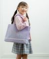 子供服 女の子 お花刺繍お稽古トートバッグ パープル(91) モデル画像1