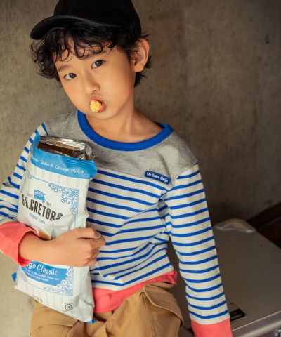 子供服 男の子 綿100％ボーダー柄Tシャツ