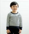 子供服 男の子 綿100％ボーダー柄Tシャツ ブラック(00) モデル画像アップ