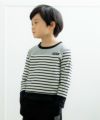 子供服 男の子 綿100％ボーダー柄Tシャツ ブラック(00) モデル画像1