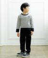 子供服 男の子 綿100％ボーダー柄Tシャツ ブラック(00) モデル画像2