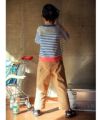 子供服 男の子 綿100％ボーダー柄Tシャツ ブルー(61) モデル画像2